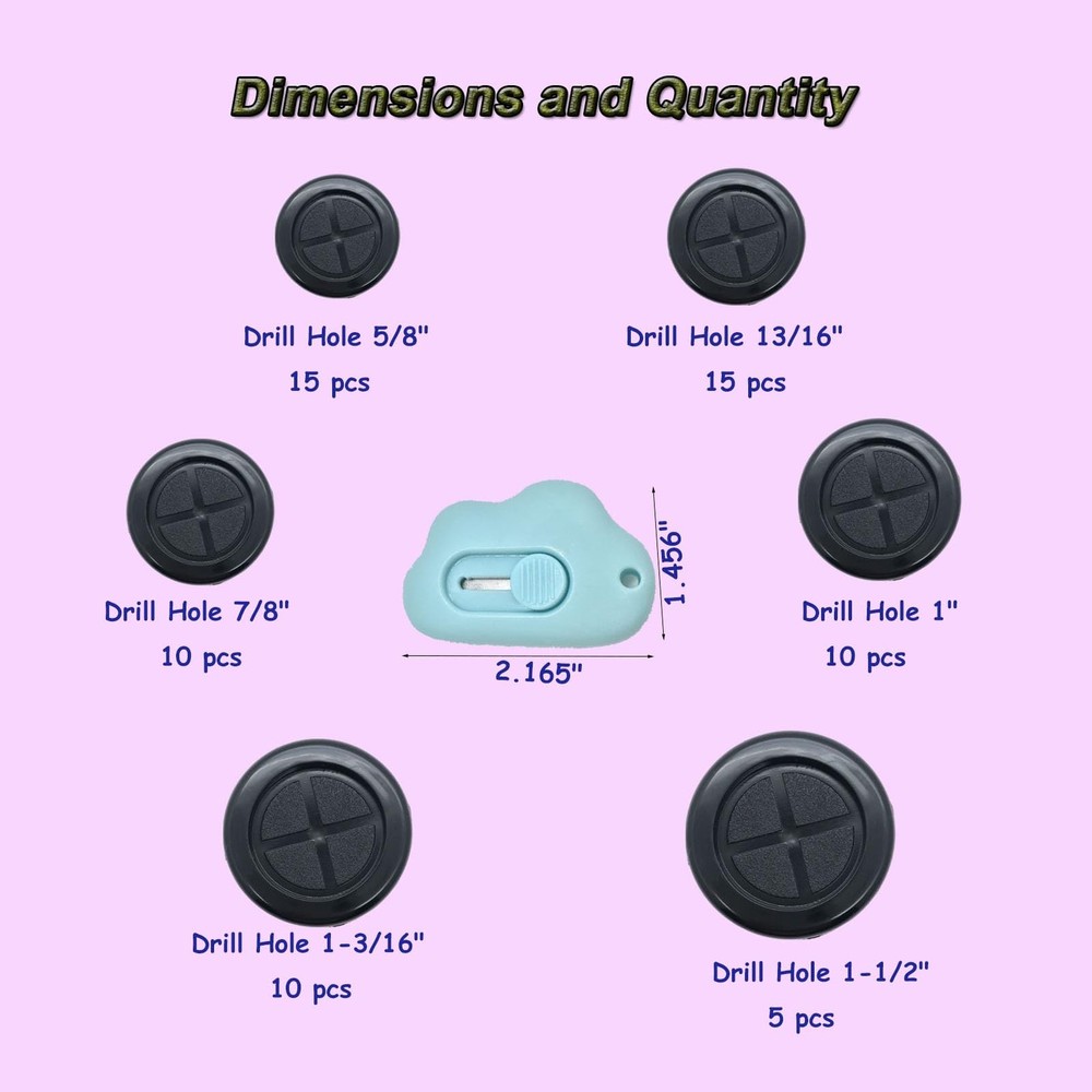 65Pcs Round Rubber Grommets kit 6 Sizes Double Sided for...