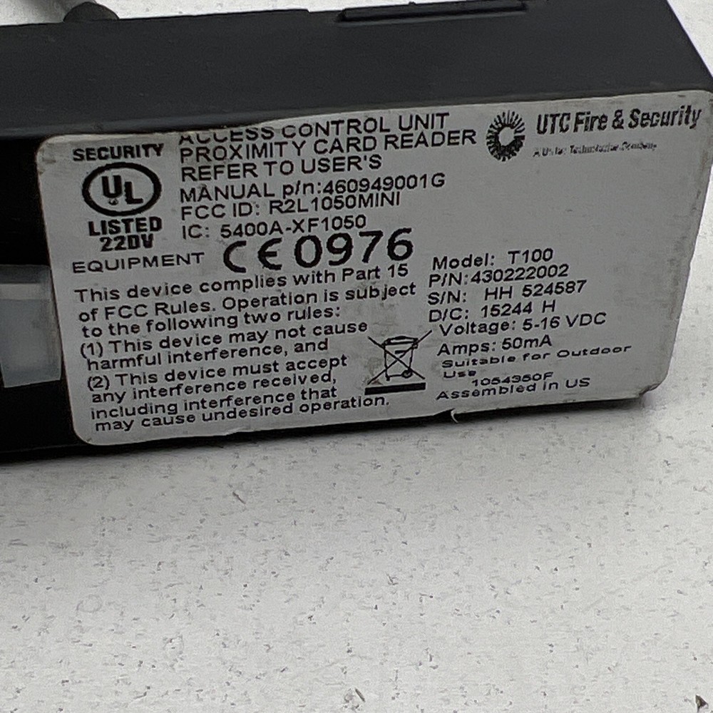 UTC Fire & Security T100 Proximity Card Reader, Reader Unit Only
