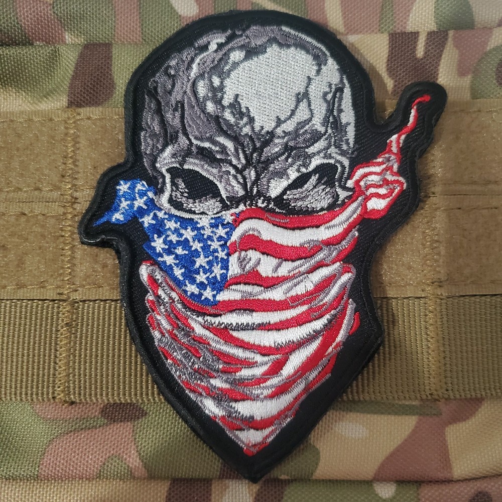 PATRIOT SKULL Fun Tactical Morale Patch Hook and Loop