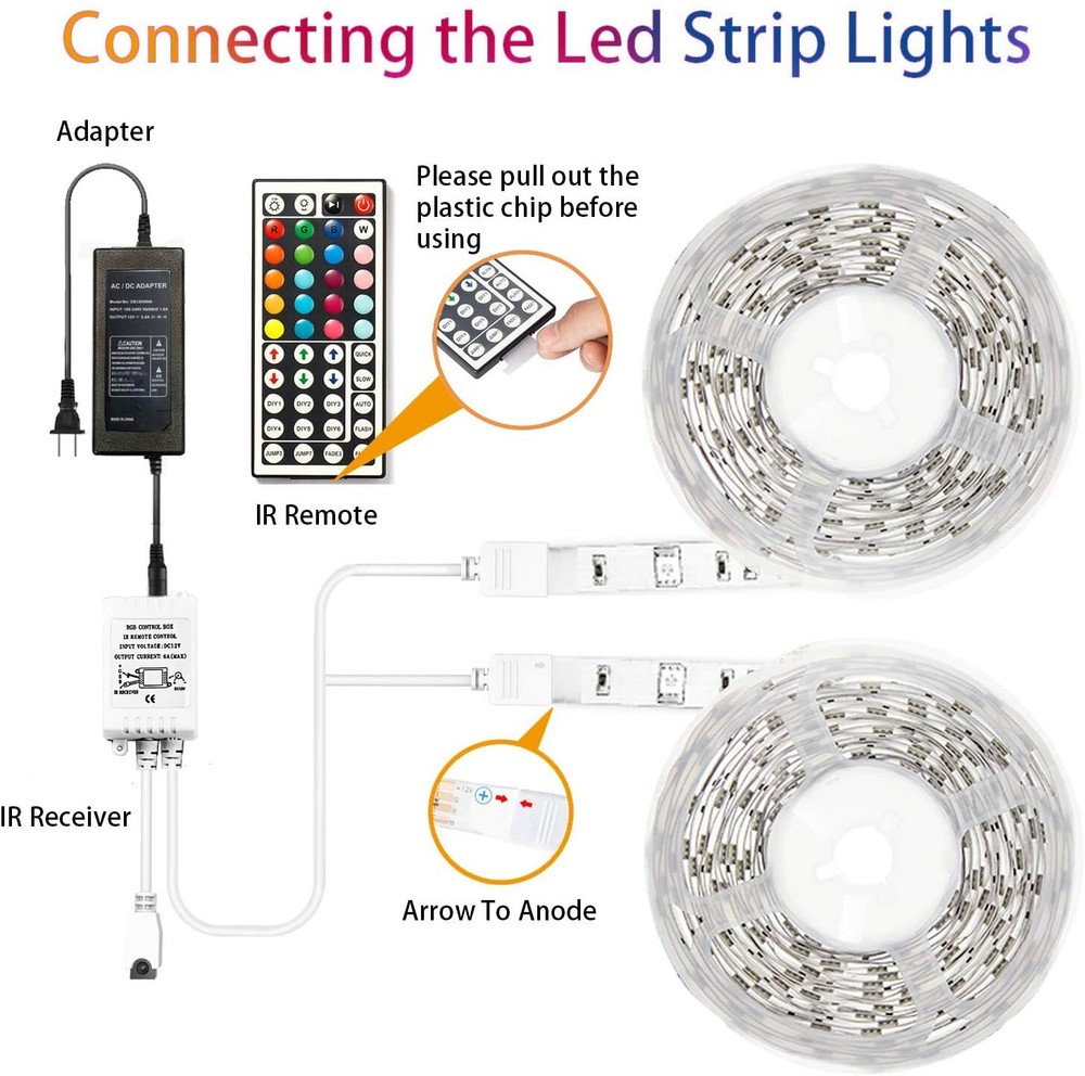 65.6 ft LED String Light with 44-Key Remote Control, Indoor/Outdoor Plug-in