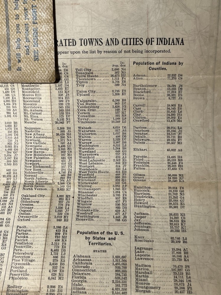 1902 Foldout Picket Map Indiana Kenyon Map Makers