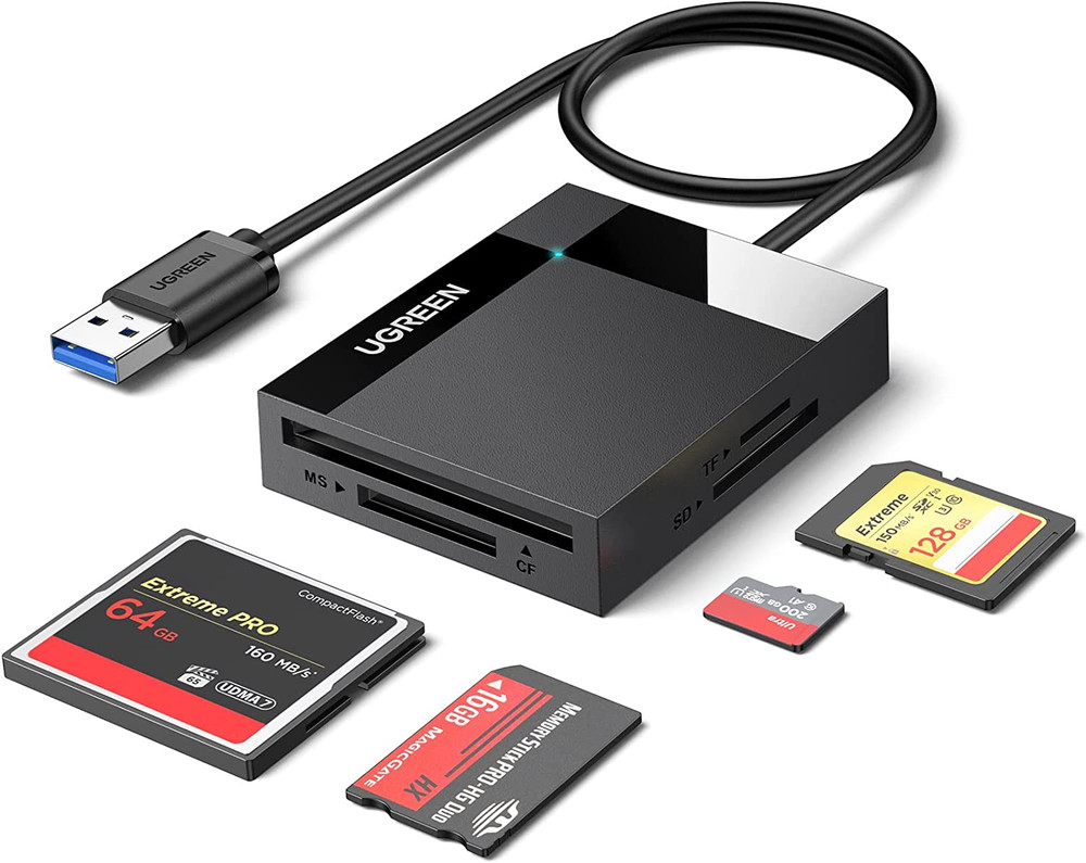 UGREEN SD Card Reader USB 3.0 Card Hub Adapter 5Gbps Read 4 Cards Simultaneously