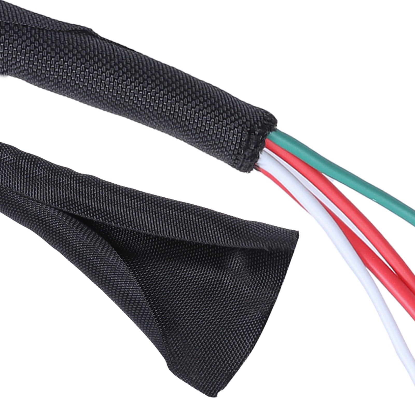 Split Braided Cable Sleeve Self-Wrap Wire Loom for Auto Harness Protection Black