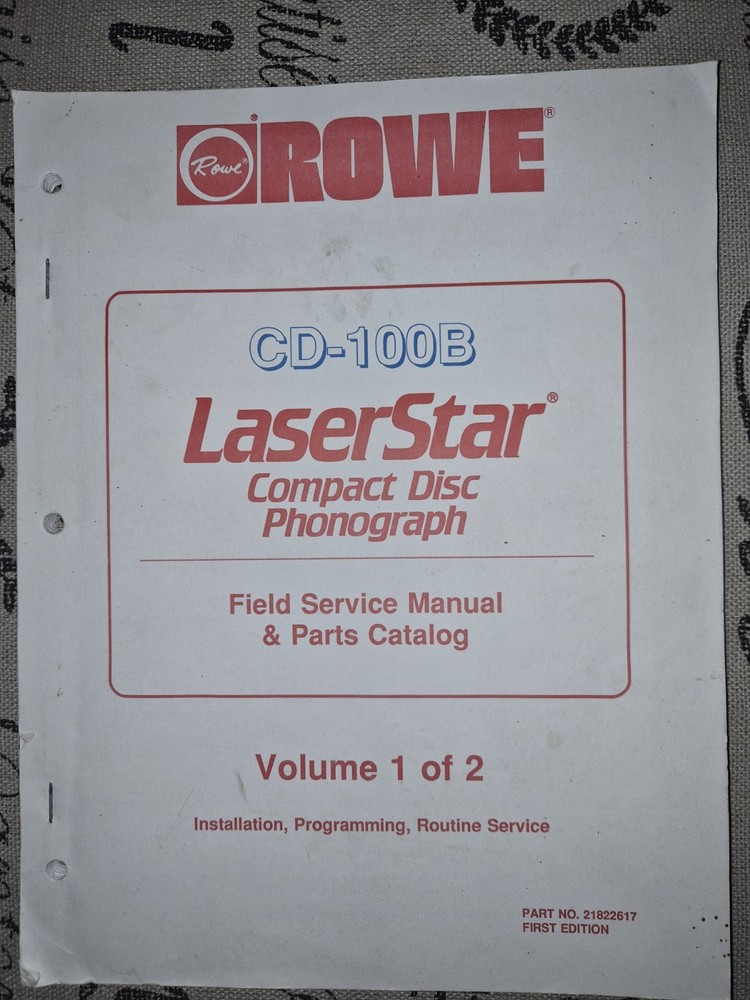 Rowe Laserstar CD-100B Manual + Blank Title Strips Cd100b Cd 100b Jukebox