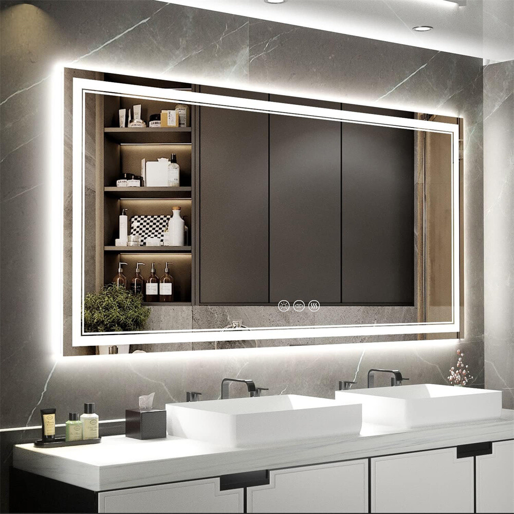 Extra Large Energy Efficient LED Lighted Bathroom Mirror Wall Makeup Mirror HD