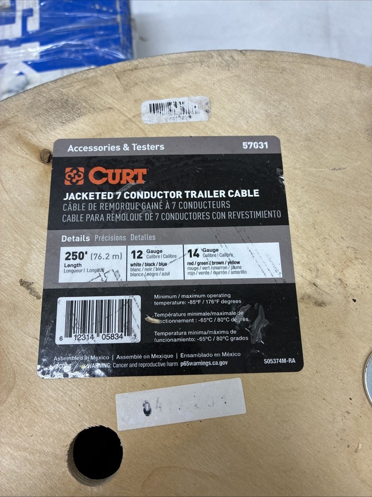 CURT JACKETED 7 Conductor Trailer Cable 250’ (57031)
