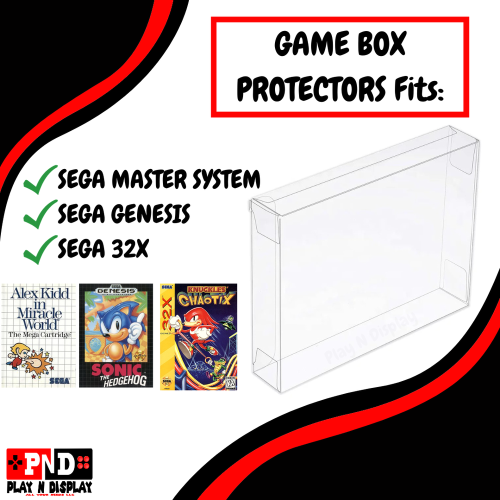 5 Sega Genesis Box Protectors Clear Plastic Display Case Storage Sleeve Thick