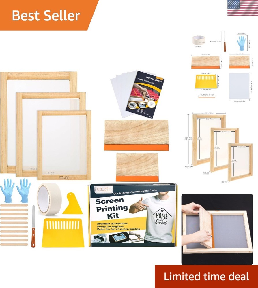 Beginner-Friendly Screen Printing Starter Kit with Frames & Ink Accessories