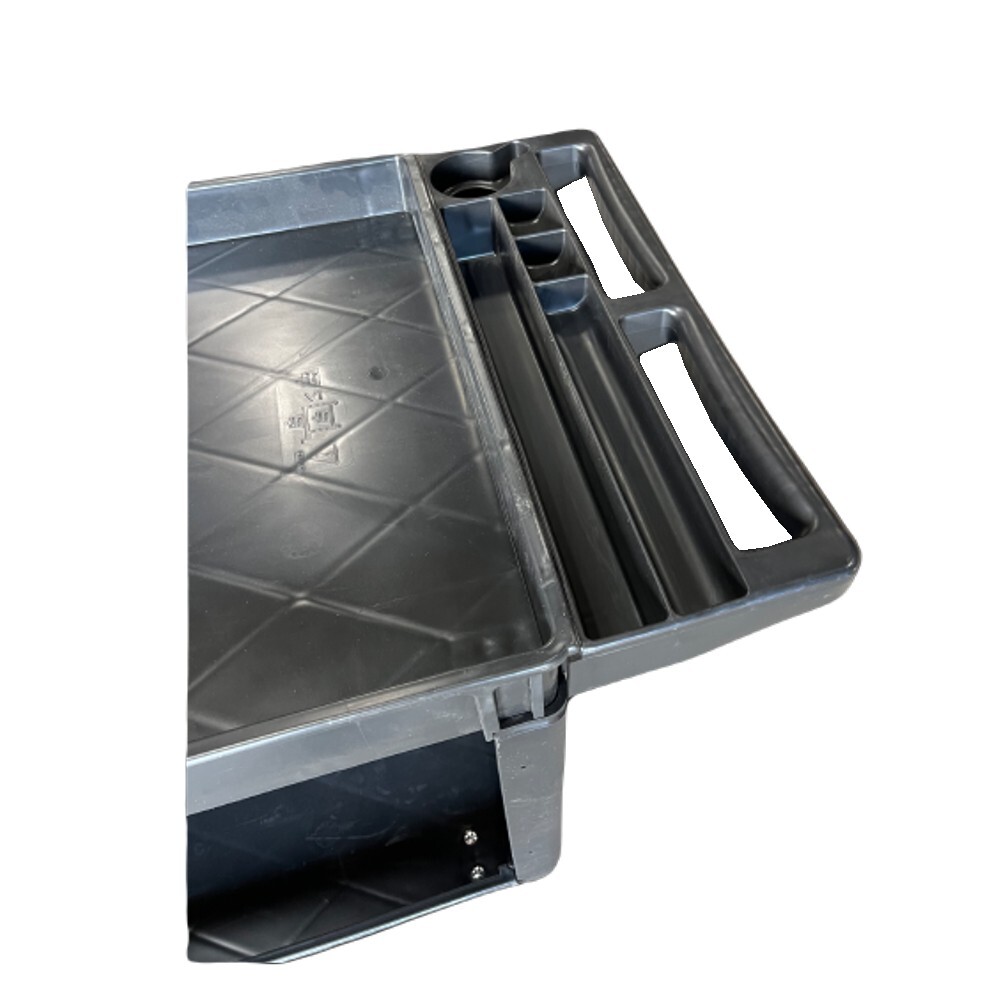 Plastic Utility Cart, 45-1/2" L x 25-1/2" W with Handle 2 Shelves, 550lb Cap