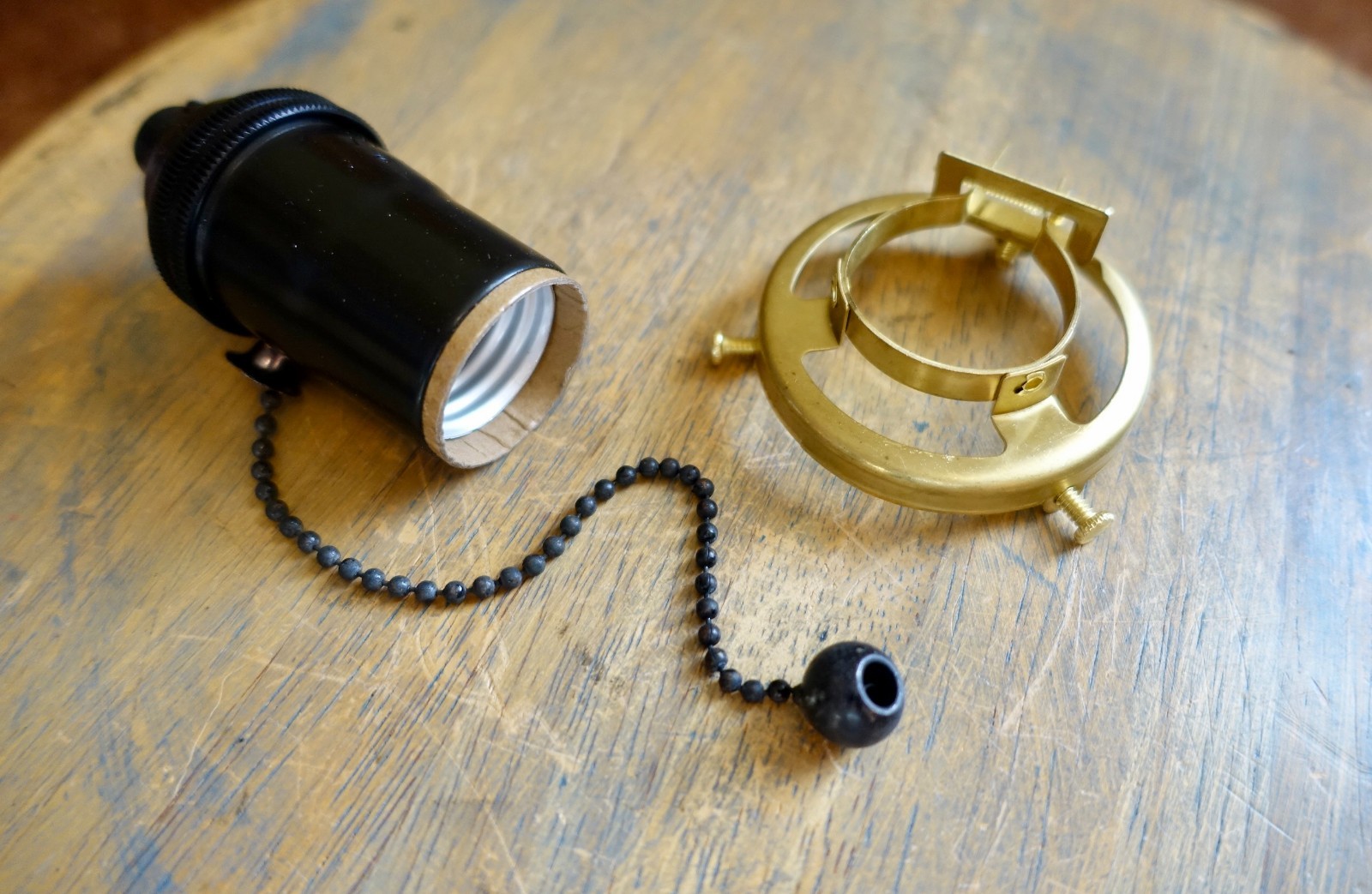 2-1/4" Clamp-On Shade Fitter - Brass Shade Holder fits sockets 1.25" diameter