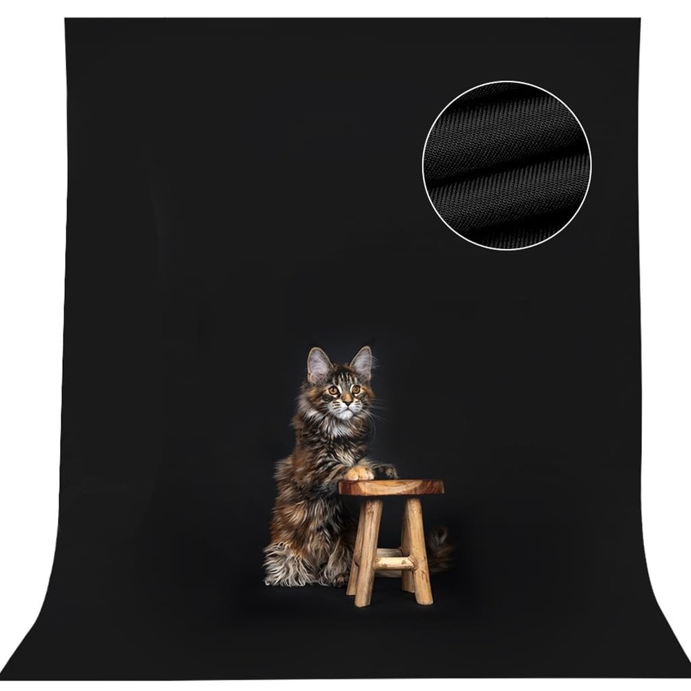 5x7ft Black Backdrop Background for Photography, High Density Polyester Fabri...