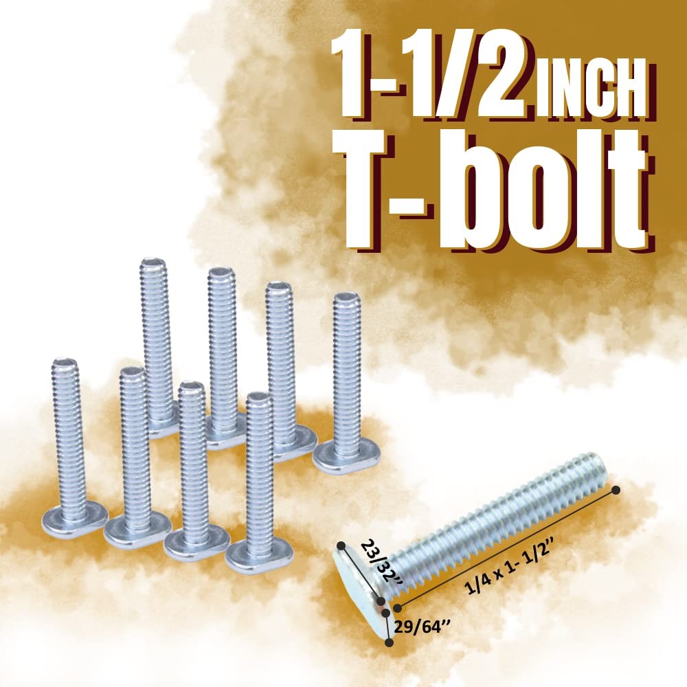 T-Track Knob Kit with Threaded Through 1/4-20 Knobs, T-Bolts and Washers for ...