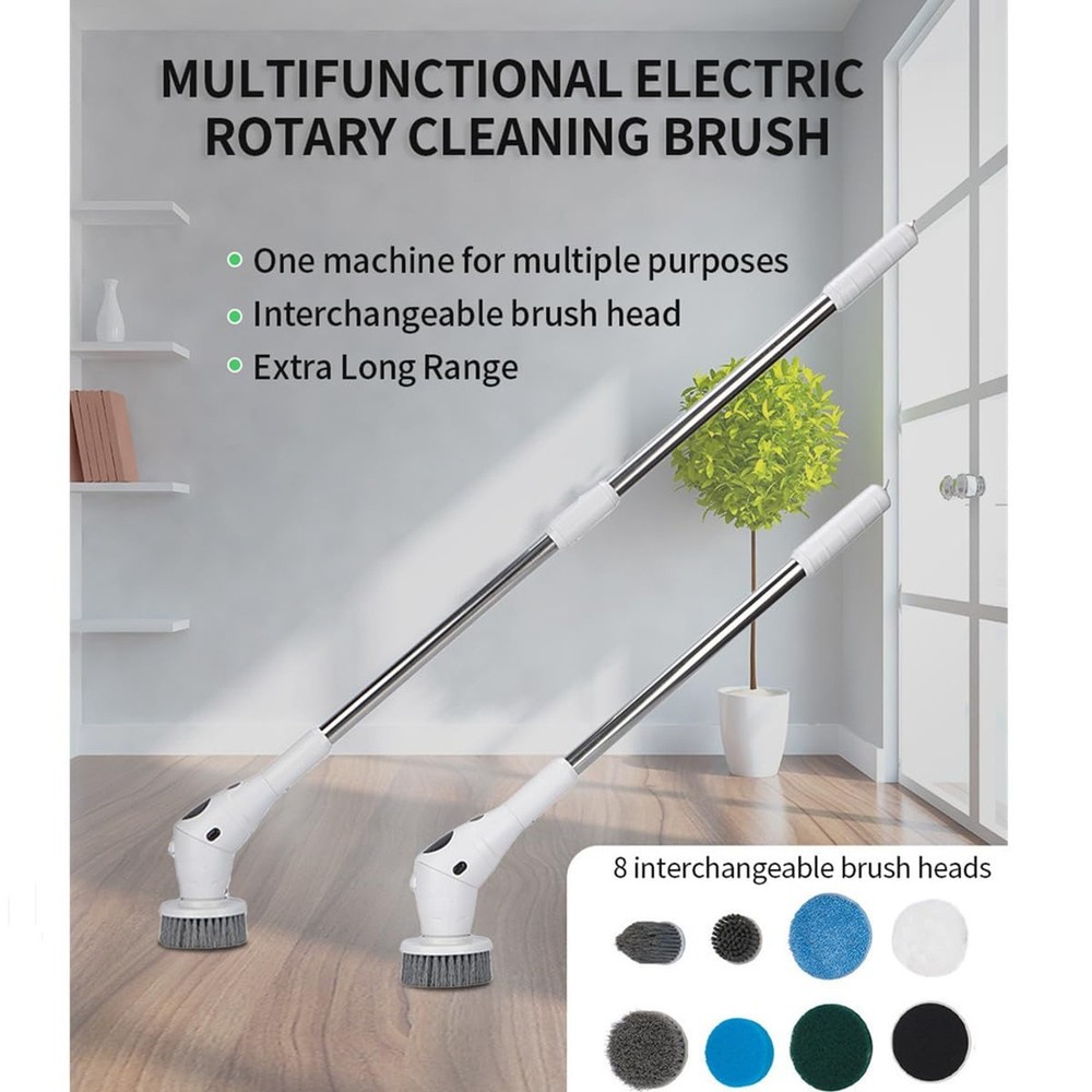 Taoke Electric Scrubber Brushes, 8 Replaceable Cleaning Heads & Adjustable Ha...