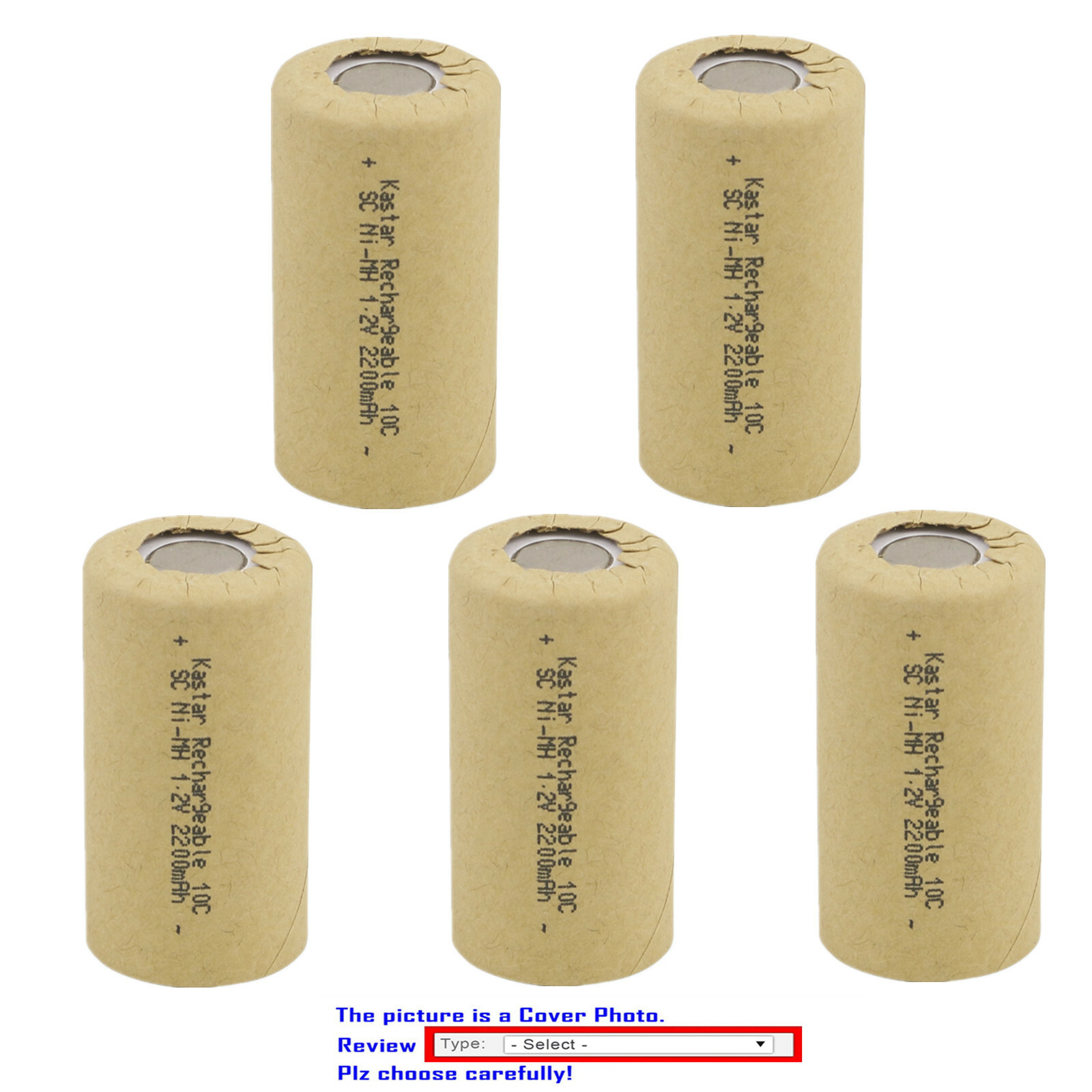 Kastar Ni-MH 1.2V 2200 mAh  High Power Battery for NiCD Paper Wrapped Sub-C Cell