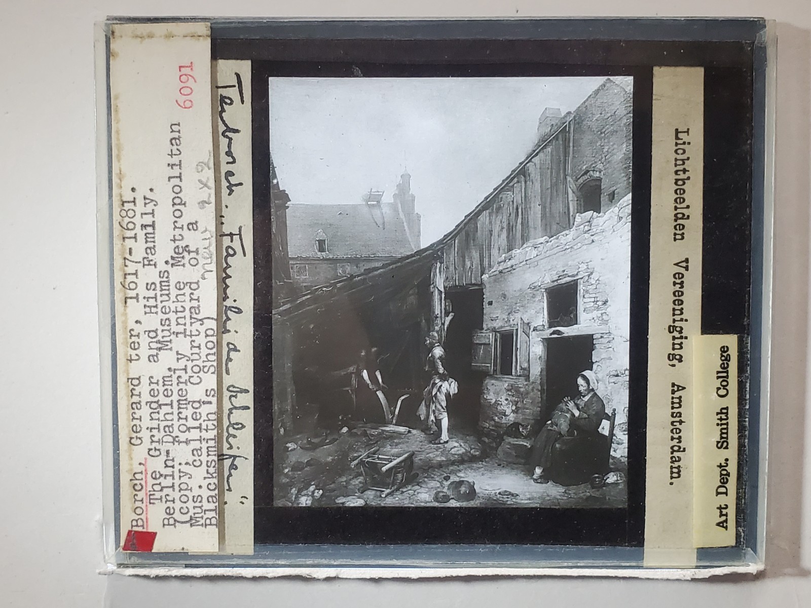 The Grinder And His Family, Gerard Ter Borch, Magic Lantern Glass Slide