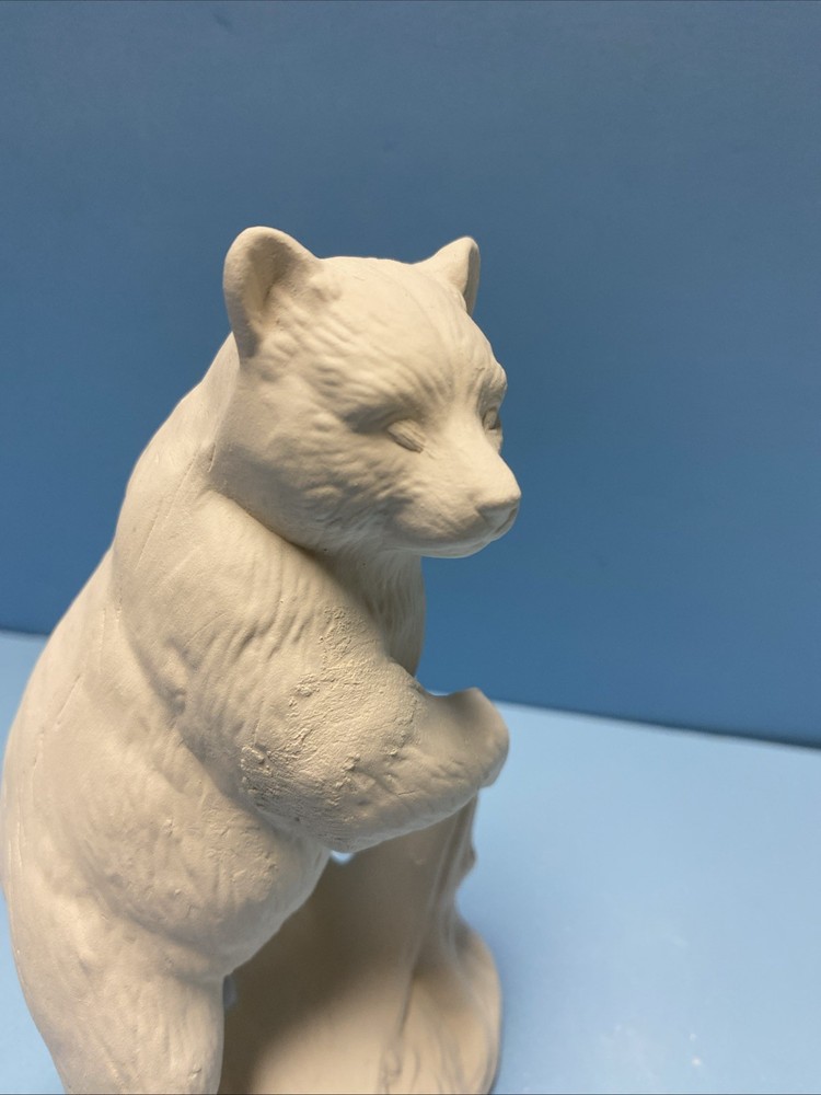 Ceramic Bisque Standing Bear With Tree Stump Ready To Paint
