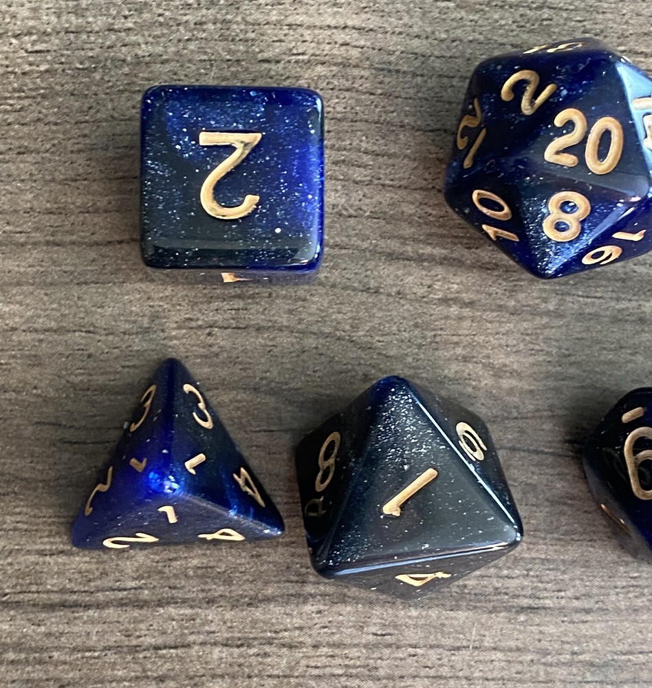 7 Piece Dice Set Polyhedral Dark Blue Die