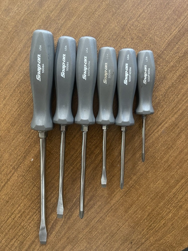 6 Piece Gray Hard Handle Snap On Screwdrivers