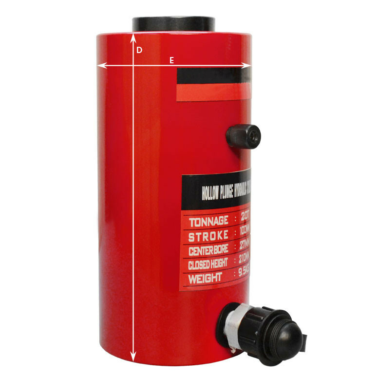 20 Ton Hollow Plunge Hydraulic Cylinder 50mm Stroke 160mm Closed Height