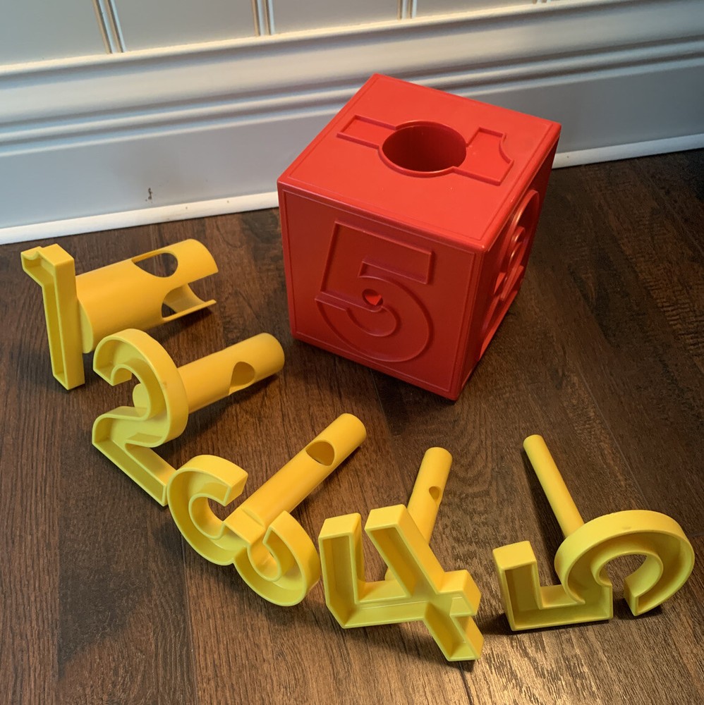 Number Cube Early Learning Puzzle Educational Home School Red Yellow Plastic