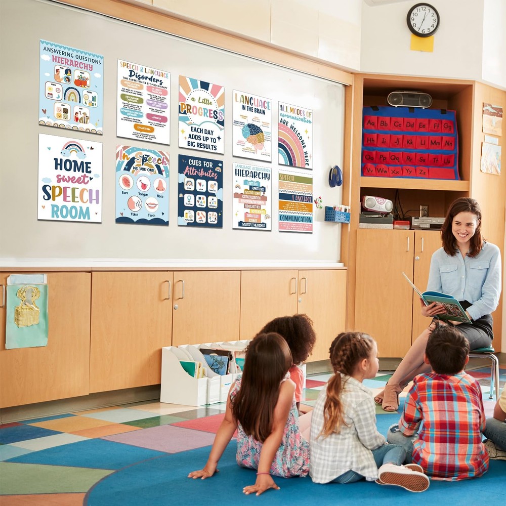 16Pcs Speech Therapy Posters for Classroom Decorations Boho Language Patholog...