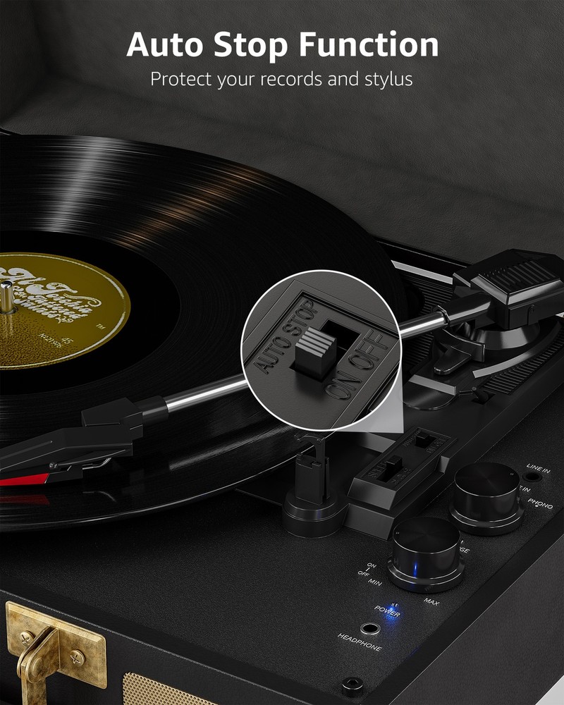 Journey+ Bluetooth Suitcase Record Player, Black