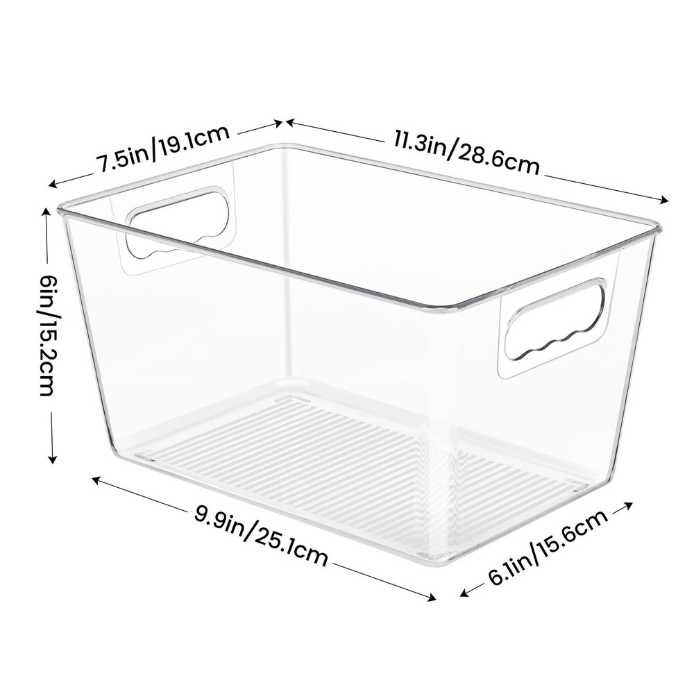 YIHONG 6 Pack Clear Pantry Organizer Bins, Plastic Containers with Handle for...