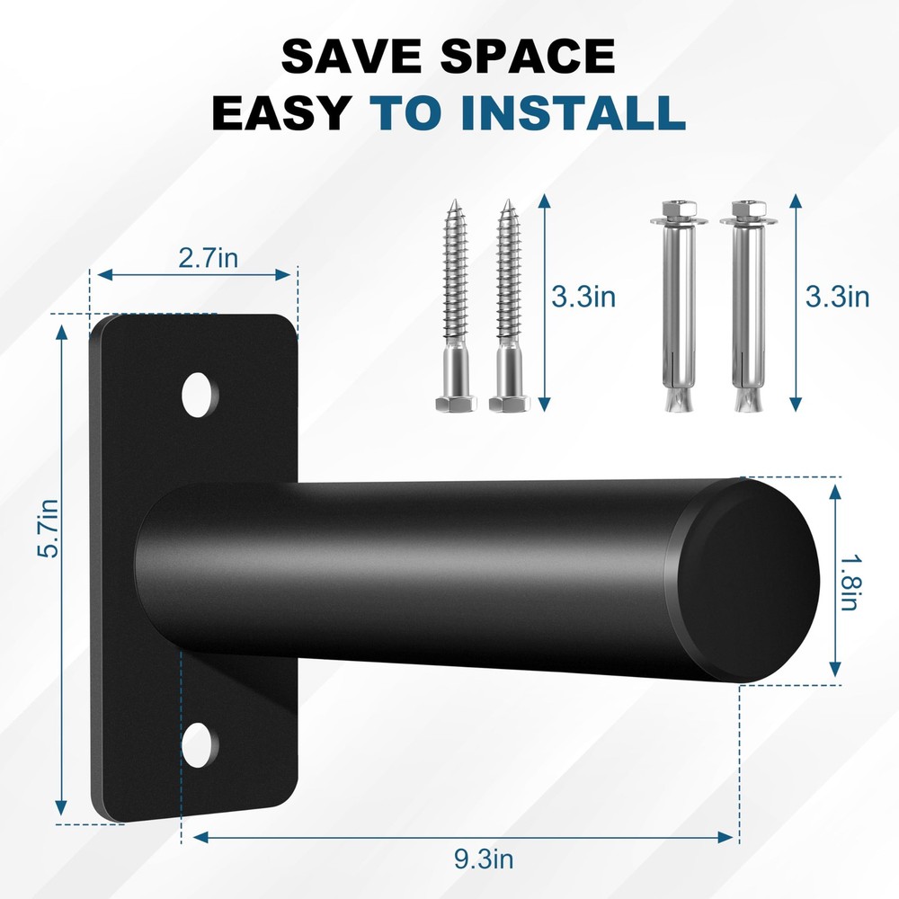 EVERYMATE Weight Plate Rack, Wall Mount 2-inch-4Pack, BLACK