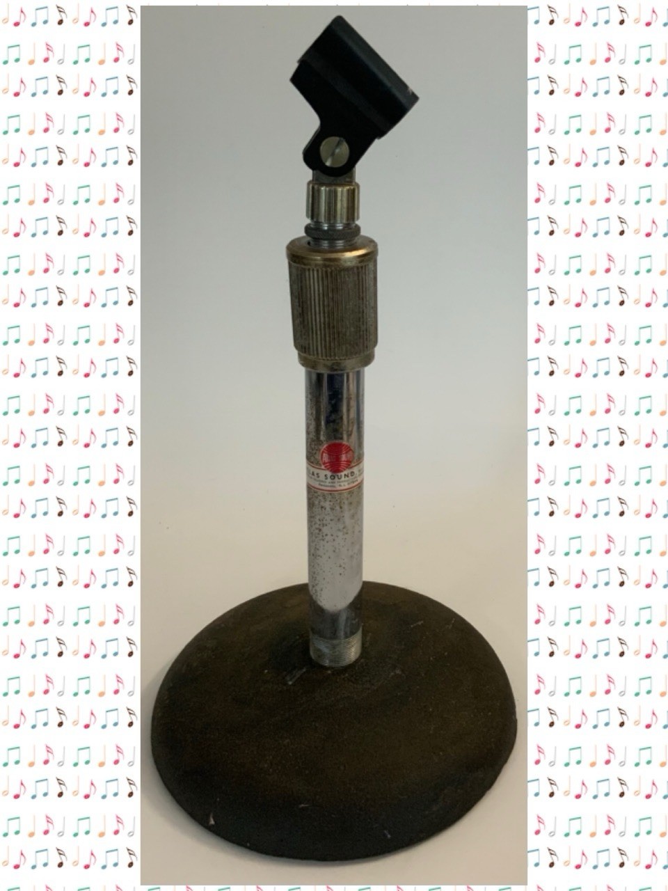 Vtg MCM Atlas Sound Adjustable Desk/Tabletop Microphone Stand-Cast Iron Base🅱️