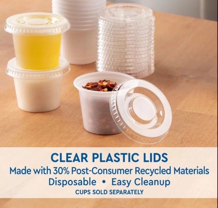2,500Ct Member's Mark Clear Portion Translucent Plastic 1 OZ Container Lids