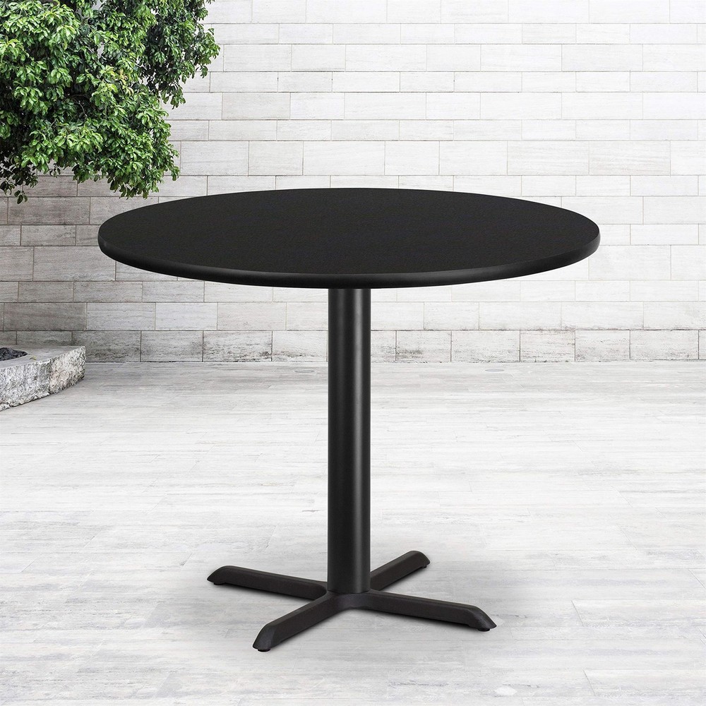 Bowery Hill Transitional 42"W Laminate Table-X-Base In Black