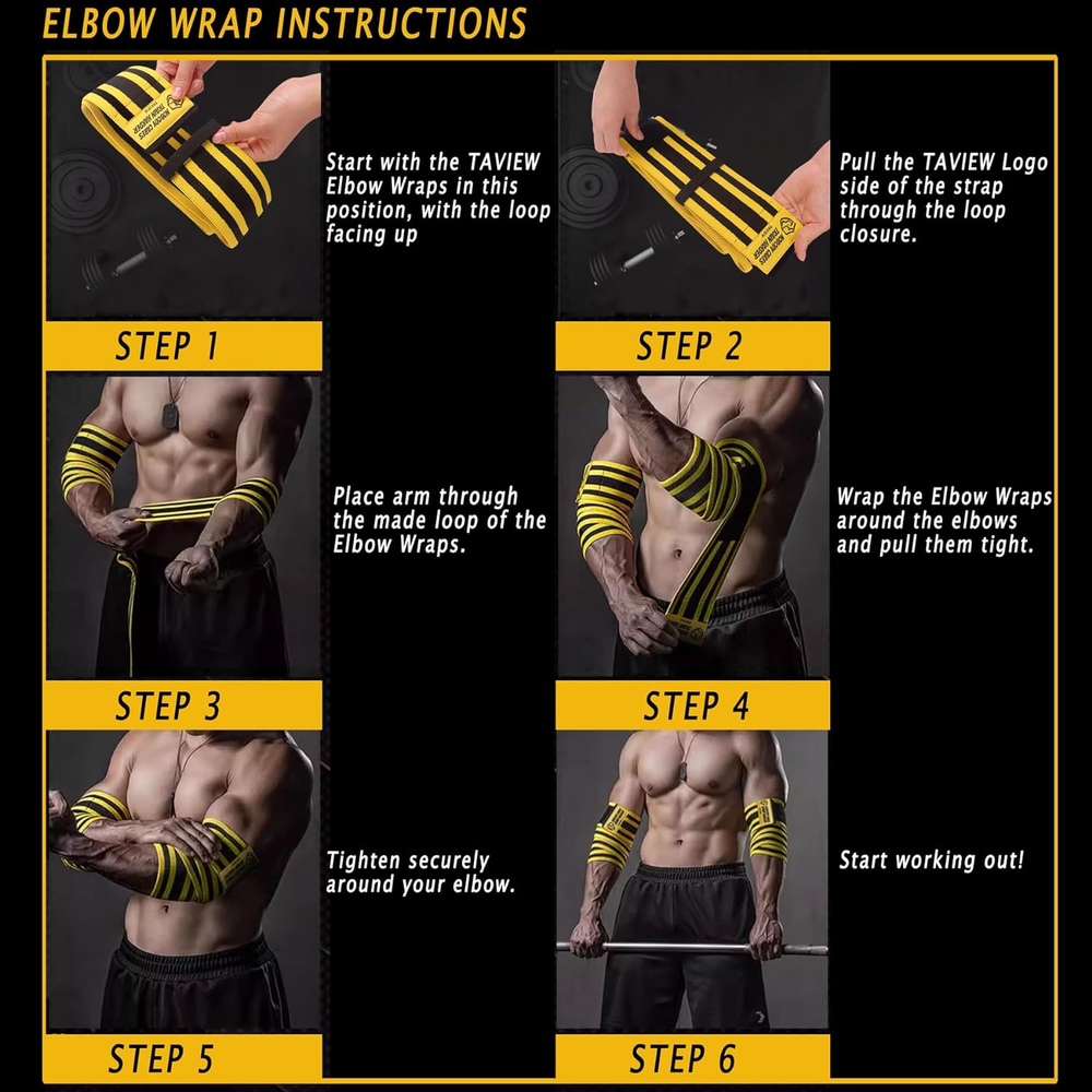 Elbow Wraps for Weightlifting (1 Pair), 47" Elastic Elbow Support & Compression