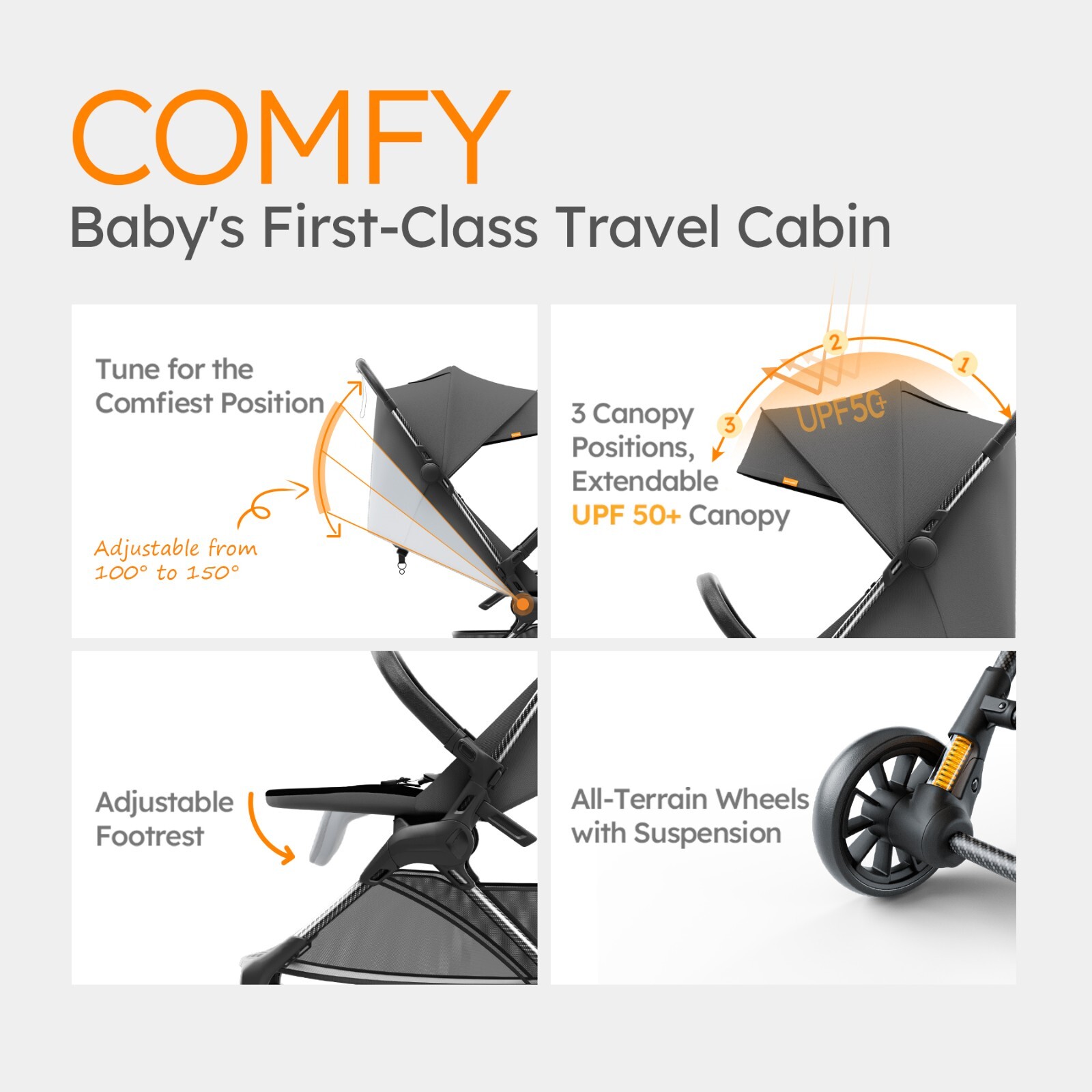 Ultra Air X Ultra-Light Stroller for Airplane 9.9lbs Carbon Fiber Compact Travel