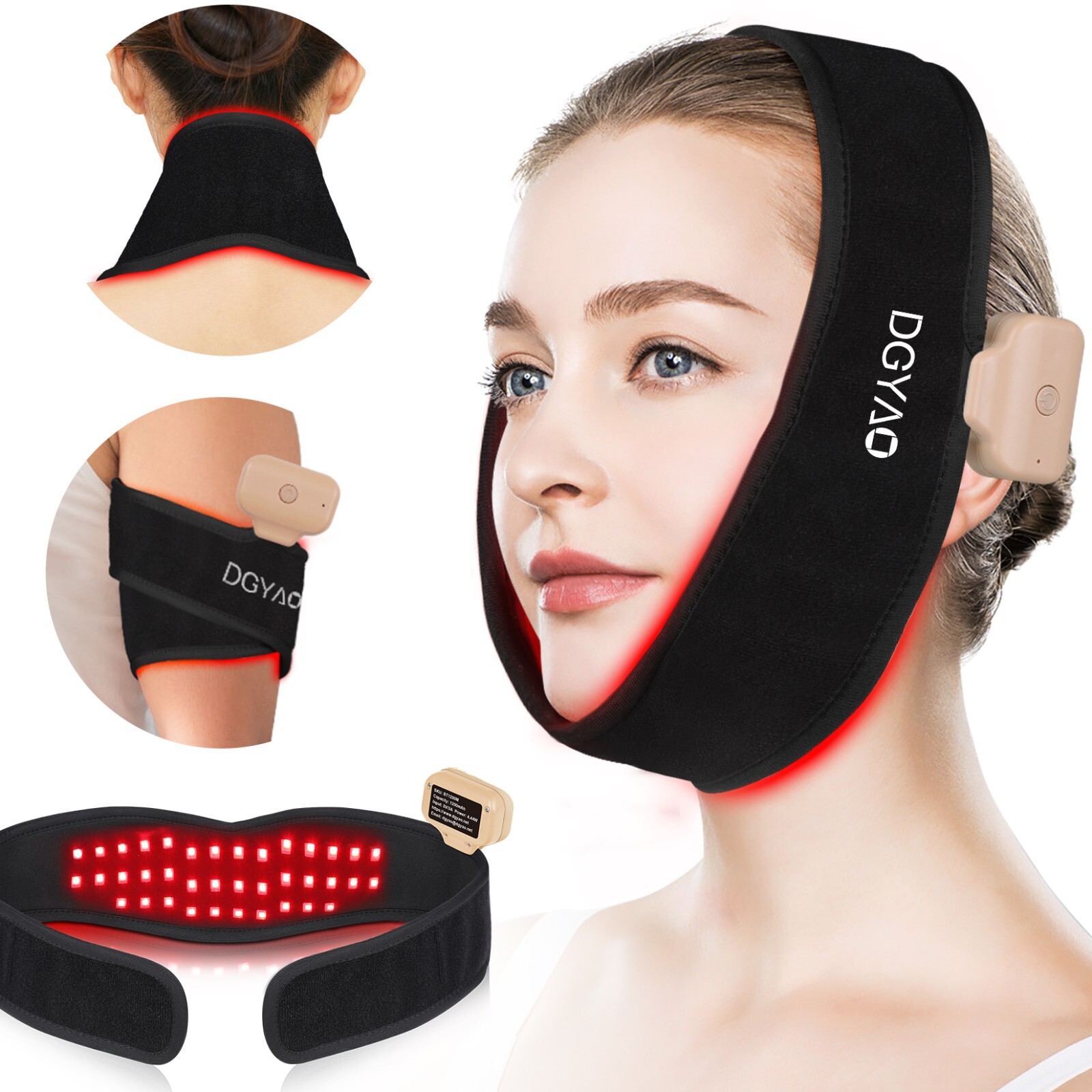 8 Colors Red Light Therapy for Neck Chin Firming, Cordless  Infrared Light Belt