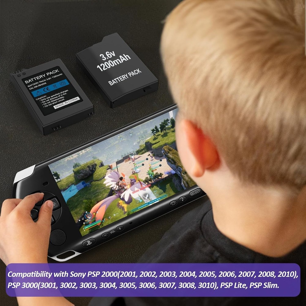 2Pcs Rechargeable Battery Pack Replacement for PSP 2000/3000/Lite/Slim Console,