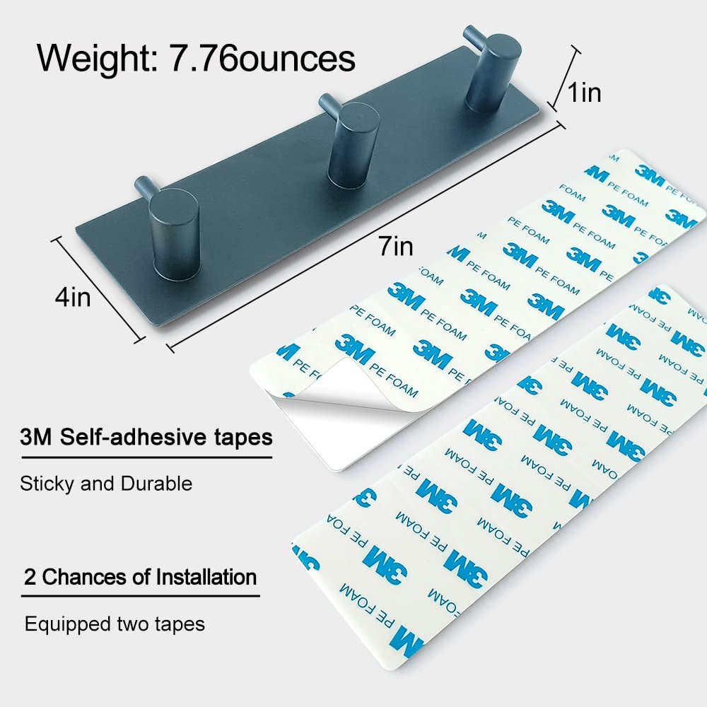 Self-Adhesive No Damage Key Holder Rack for Wall with 3 Key Hooks