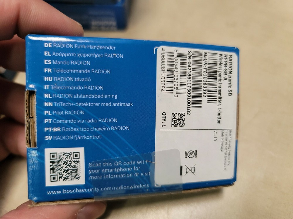 Bosch RADION PANIC Wireless Panic Transmitter, 1-Button, RFPB-SB-A Sealed