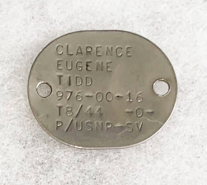 WWII USNR Clarence Tidd T-44 Single Dog Tag