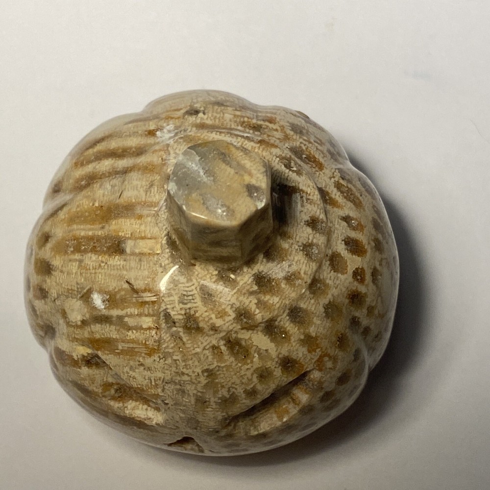 Agate Stone Jack o Lantern Pumpkin Sphere 2” diameter #1