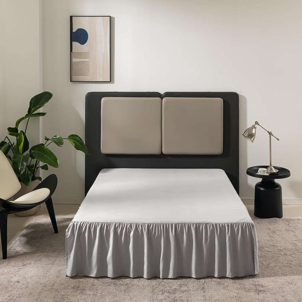 Light Grey Bed Skirt Full Size Ruffled with 14-Full,