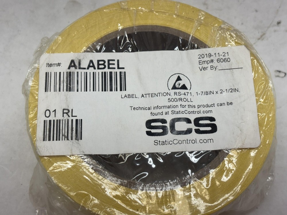 SCS Static Control RS-471 Static Sensitive Labels 1-7/8x2-1/2 500/roll 3 Pack