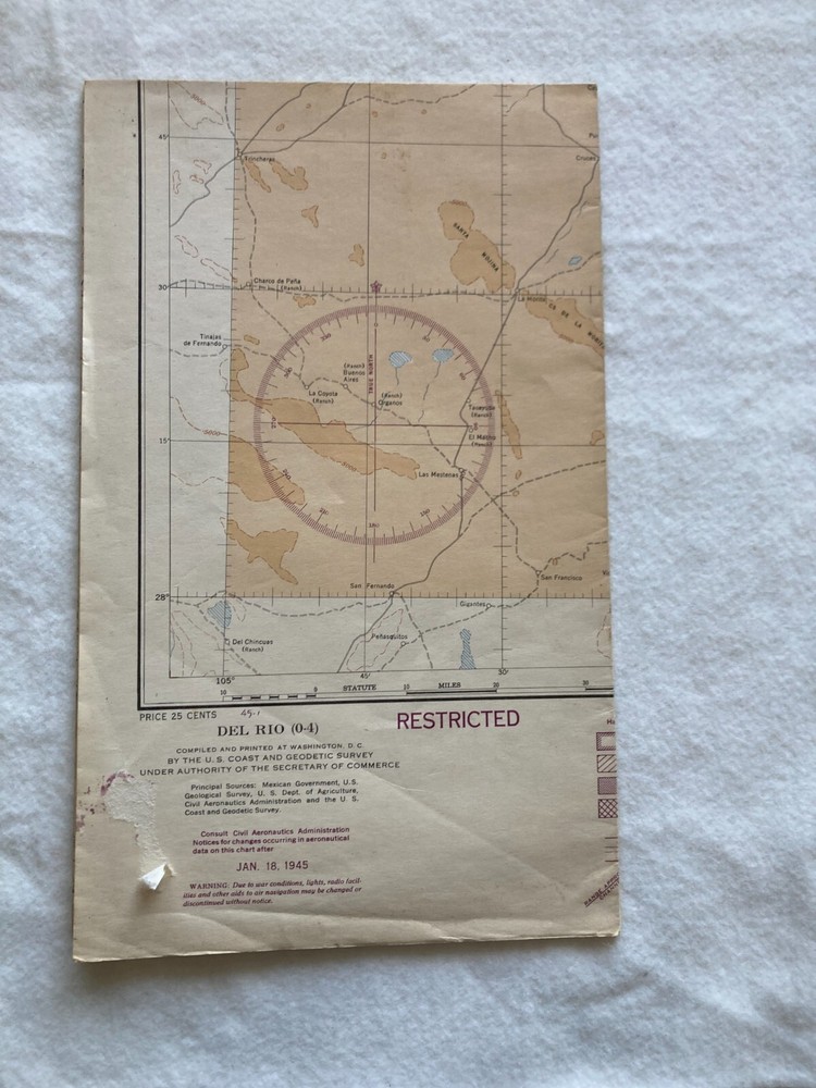 1944 -45 WWII Sectional Aeronautical Chart Pilot Map Assorted Cities