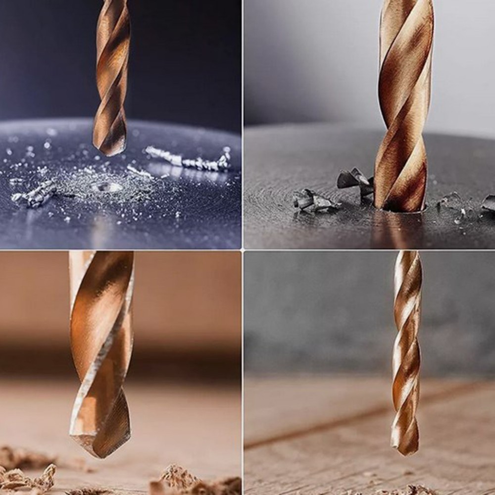 Enhanced Performance Gold Cobalt Drill Bits for Stainless & Hard Steel Drilling