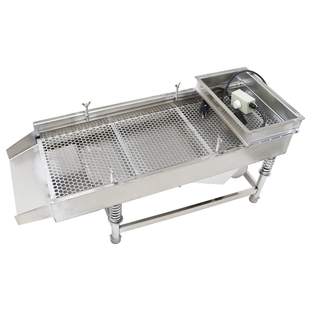 110V Stainless Linear Vibrating Screen w/Single Layer 10mm Screen Sieve Machine