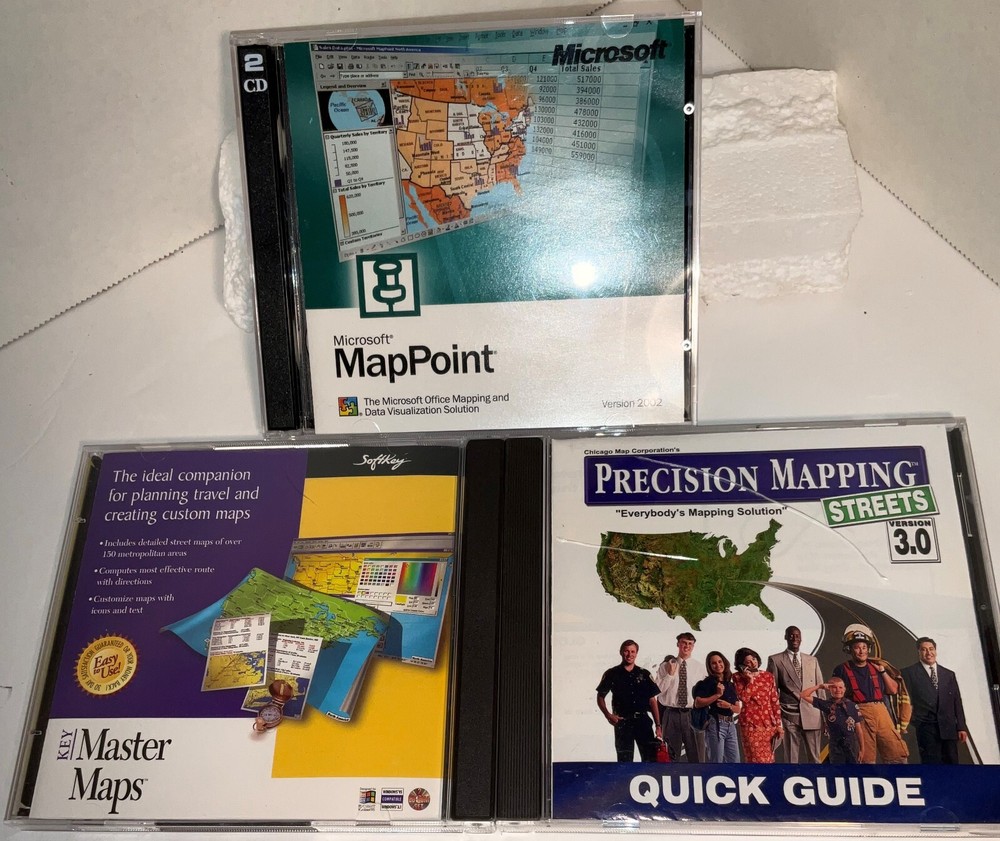 Microsoft Mappoint version  2002 + Master Maps + Precision Mapping - 3 preowned