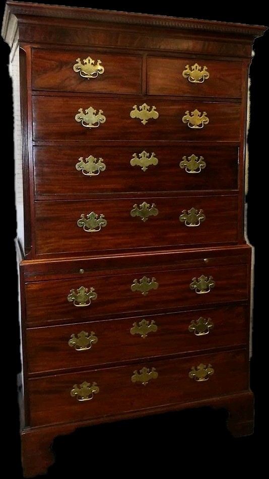 English Chest On Chest With Pull Out Silde 19thc