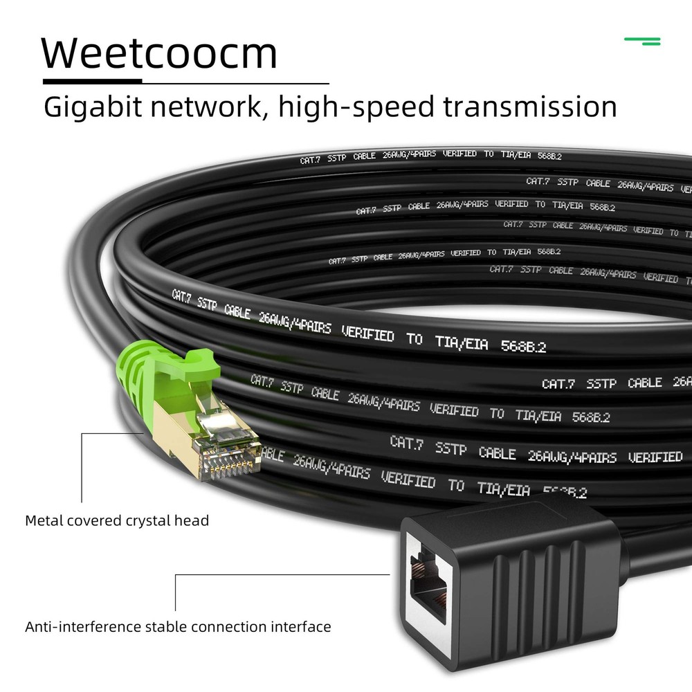 Weetcoocm Ethernet Extension Cable 20ft, Network Cat6a Patch 20FT