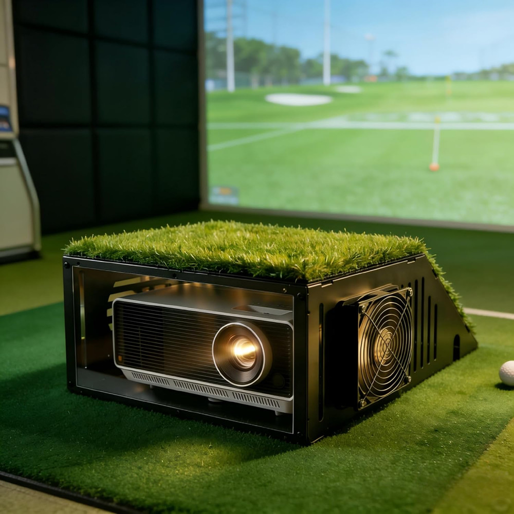 Golf Simulator Projector Cover with Steel Frame and Ventilation System