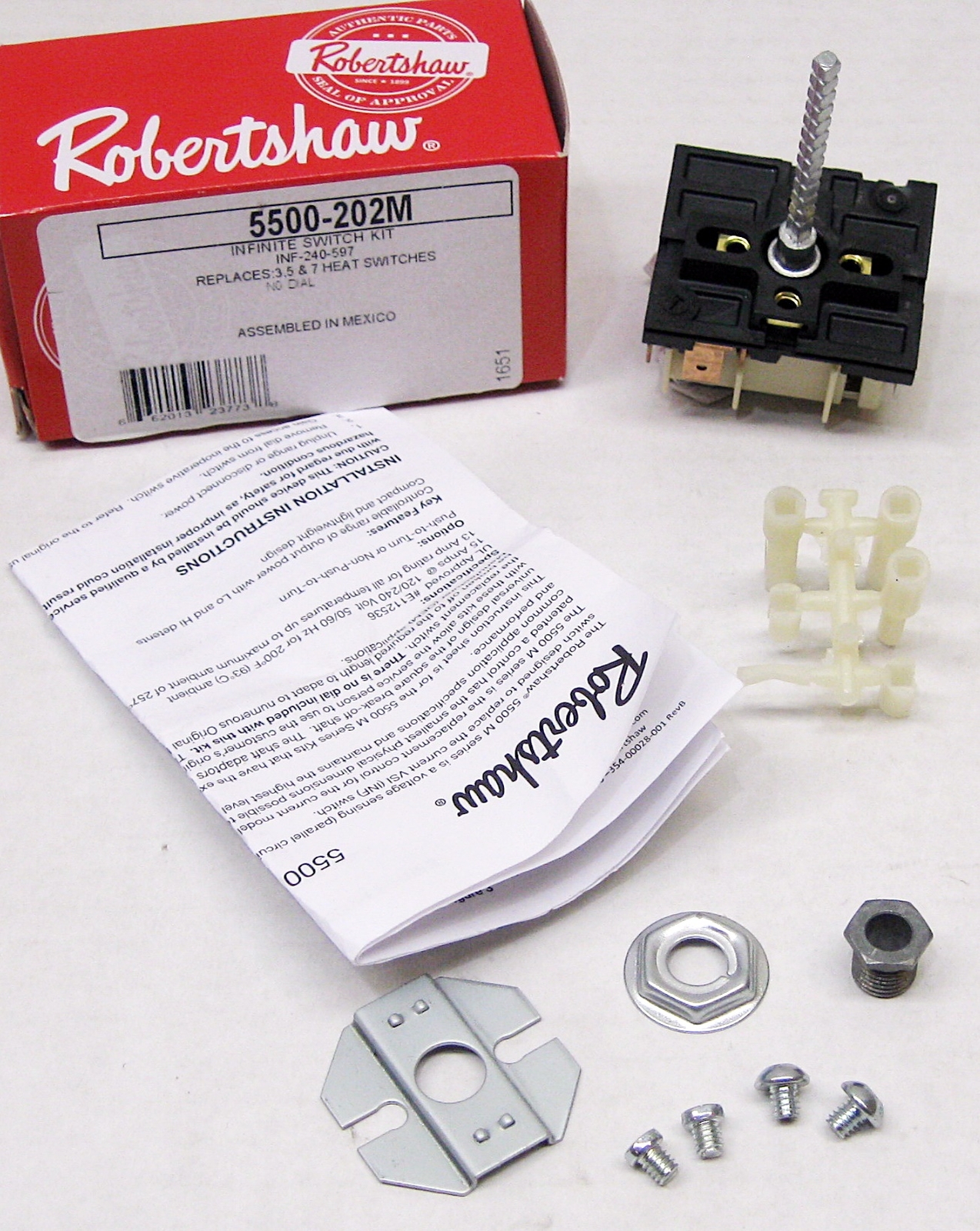 Robertshaw 5500-202 (M) Infinite Switch Control 240 Volt for Electric Burner