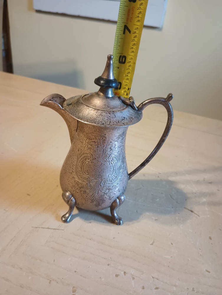 Leonard Etched Silver Plated Footed Creamer Milk Kitchen Accessory